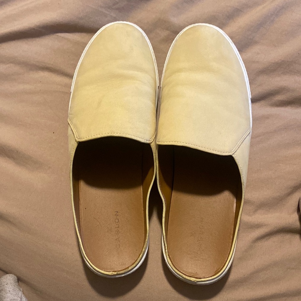 Slide on yellow shoes